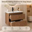 Meuble-lavabo mural simple de 61 cm (24 po) avec lavabo, style moderne du milieu du siècle, en bois cannelé avec coins arrondis, 2 tiroirs à fermeture douce-918880104