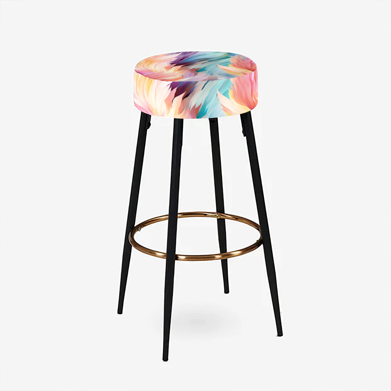 Ensemble de 2 tabourets de bar abstraits pêche et verts