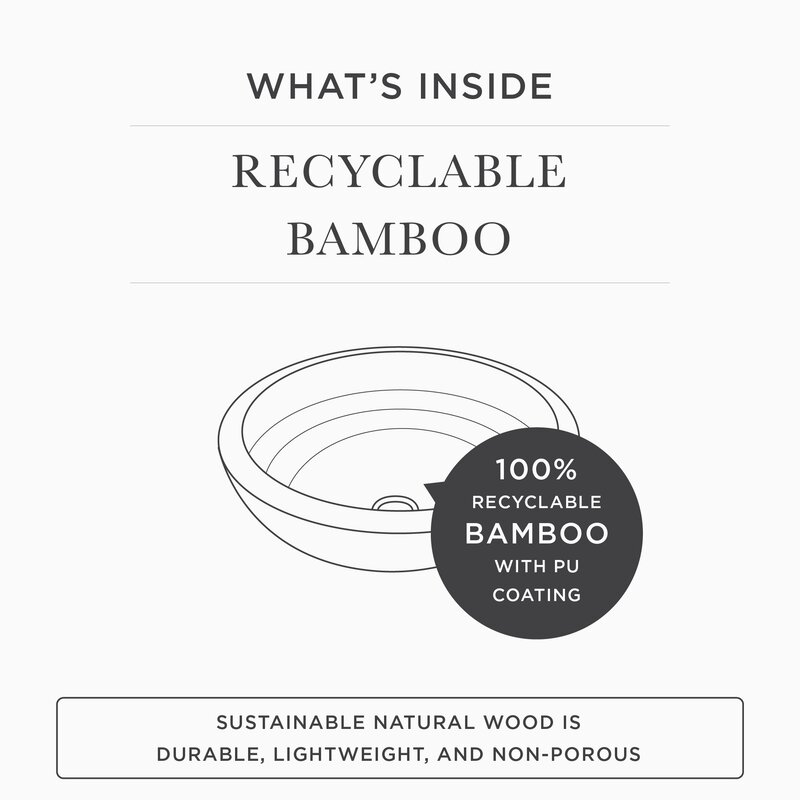 Maykke 13.9375'' Natural Bamboo Wood Rectangular Vessel Bathroom Sink ...