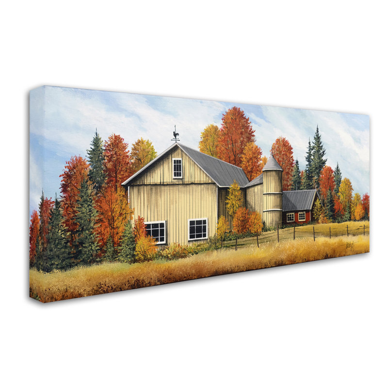« yellow grange automne », reproduction sur toile tendue, H 10 po x l 19 po