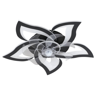 Ventilateur de plafond à 7 pales 25,6 "à DEL avec lumière, télécommande et à intensité variable, 6 réglages de vitesse et minuterie, pour la chambre à coucher, la cuisine et le salon
