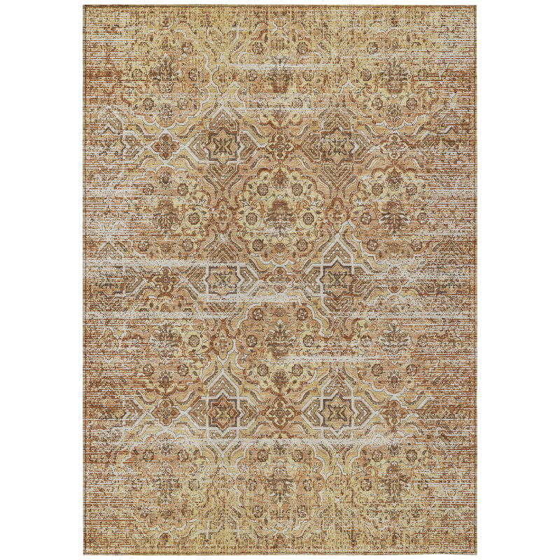 Machine Washable Indoor/Outdoor Chantille ACN2706 Global Rug, 5' x 7'6", Copper