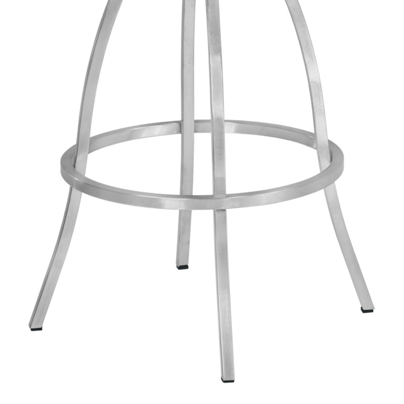 Borrelli Swivel 26 in. Walnut Wood and Steel Metal Counter Height Bar Stool, Gray