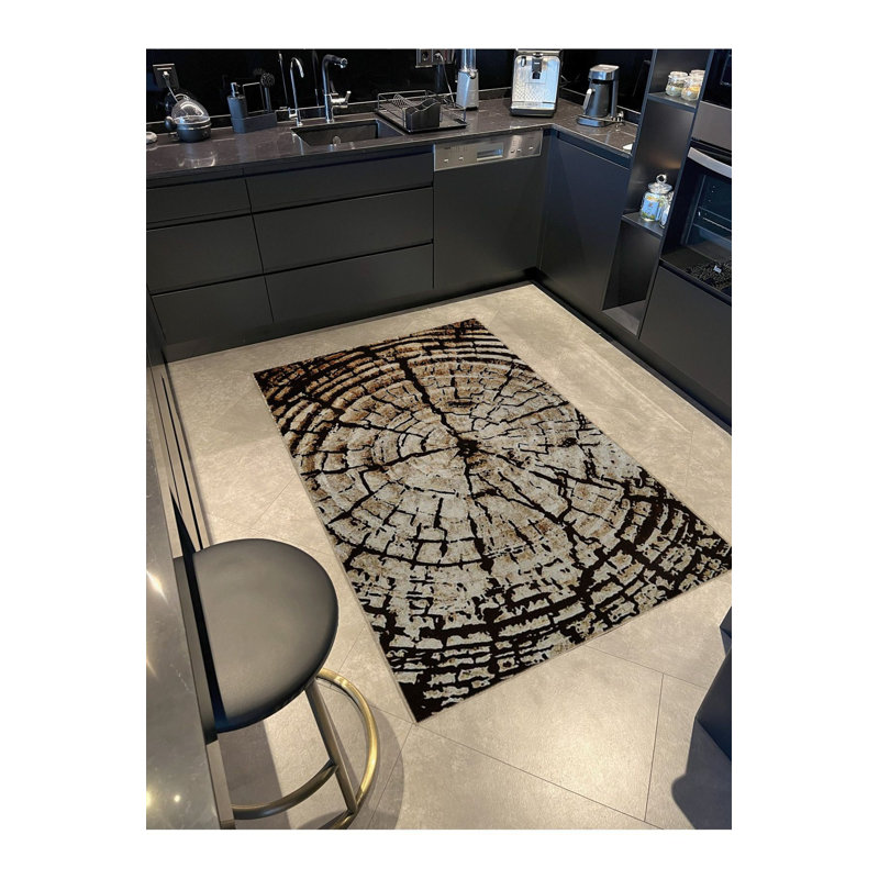 Tapis beige lavable à la machine, Rectangle 4 pi 7 po x 6 pi 7 po