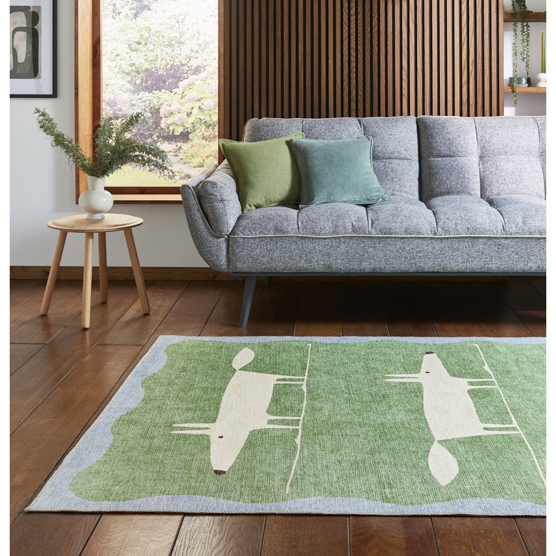 Scion Animal Print Digitally Printed 185cm X 290cm Area Rug, Green, Rectangle 152 x 230 cm