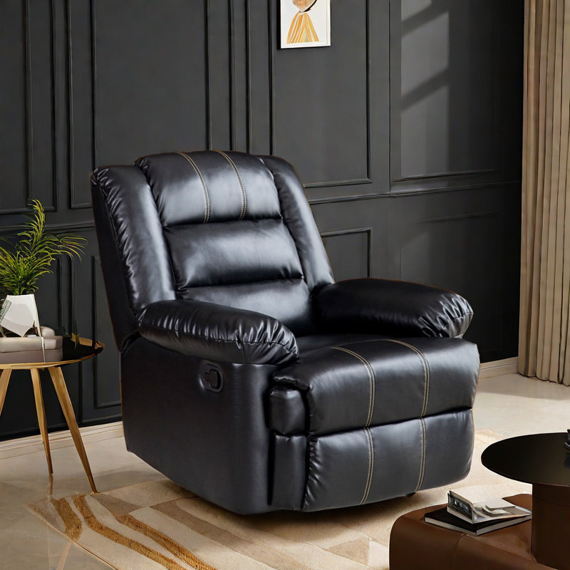 Fauteuil inclinable et pivotant Tazeem, Cuir synthétique noir