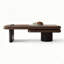 Table basse brune en fritté brun + bois massif