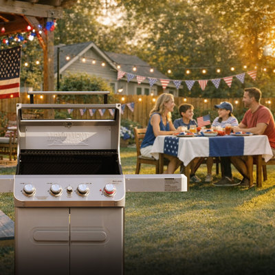BIG SALE🍖NEW🔥 Monument Grills M410MBZ 4-Burner Gas Grill with Broil Zone, 39,000 BTU Winter-Ready Performance, 570 Sq. In. Cooking Area, 304 Stainless Steel Burners & Easy-Clean Grease System