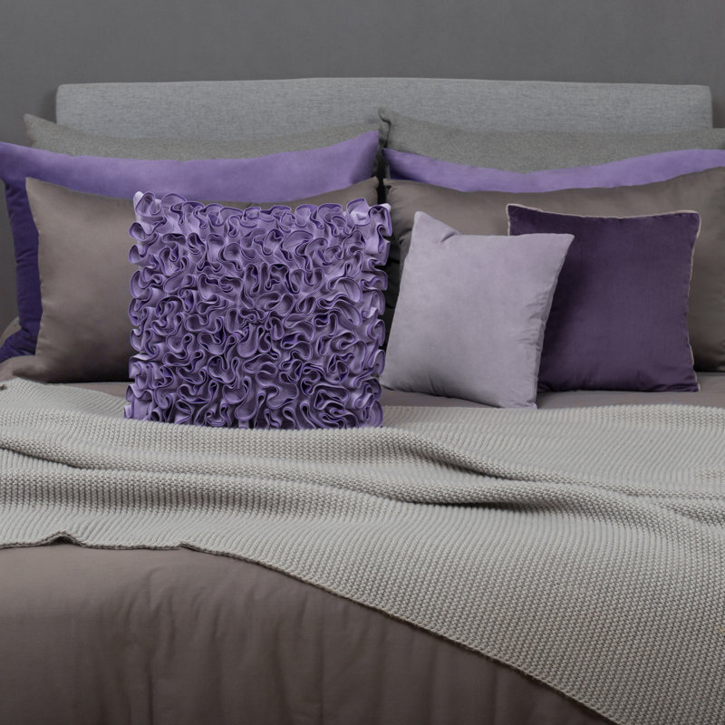 Appliqued Microsuede Pillow Cover, Violet