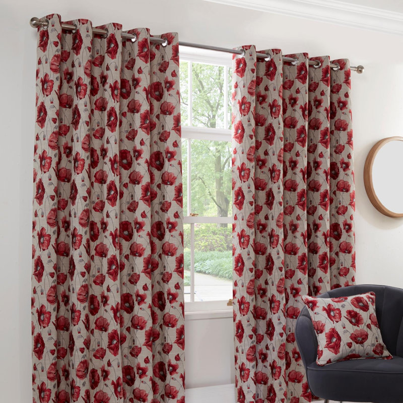 Bynes Room Darkening Sliding Panel Pair, 182.88 W x 167.64 D cm, Red