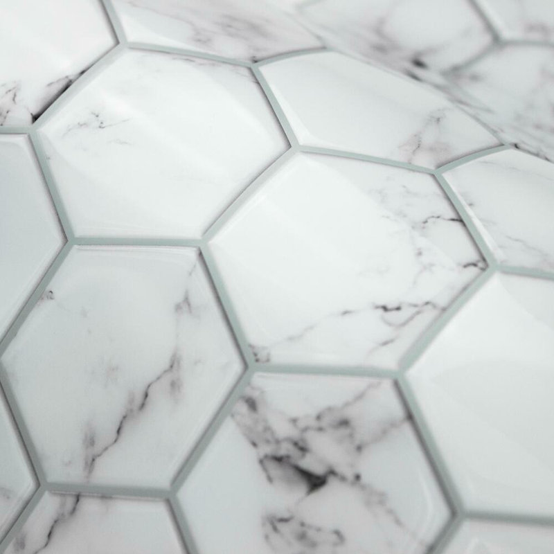Carreau de mosaïque auto-adhésif en PVC 11 po x 11 po Carrara