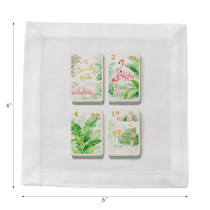 Mahjong Beverly Theme Mahj Cotton Sateen Cocktail Napkins