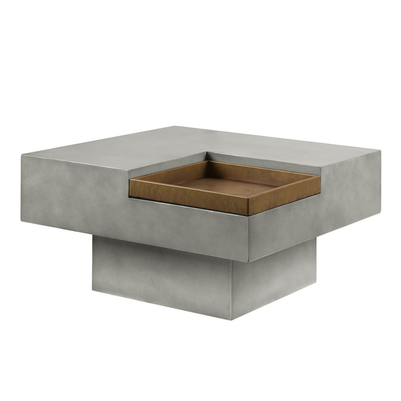Merveilleuse table basse en ciment gris avec rangement pratique de style industriel avec matériau et surface