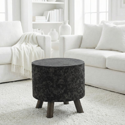 Tabouret de repose-pieds Wetherbee avec housse amovible en coton, gris foncé