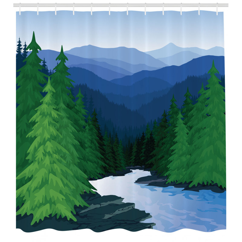 Shower Curtain with Hooks Included, 75" H x 69" W