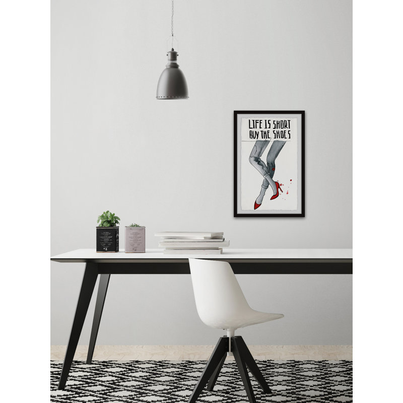 « Buy the shoes », reproduction d’art textuel sur papier, H 12 po x l 8 po x P 1,5 po