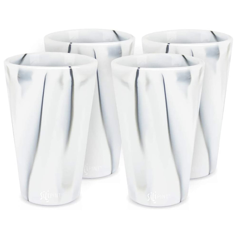 Silipint: Silicone Pint Glasses: 4 Pack Mountain Marble - 16oz Unbreakable Cups