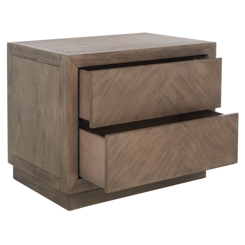 Table de chevet 2 tiroirs Kerio, Brun