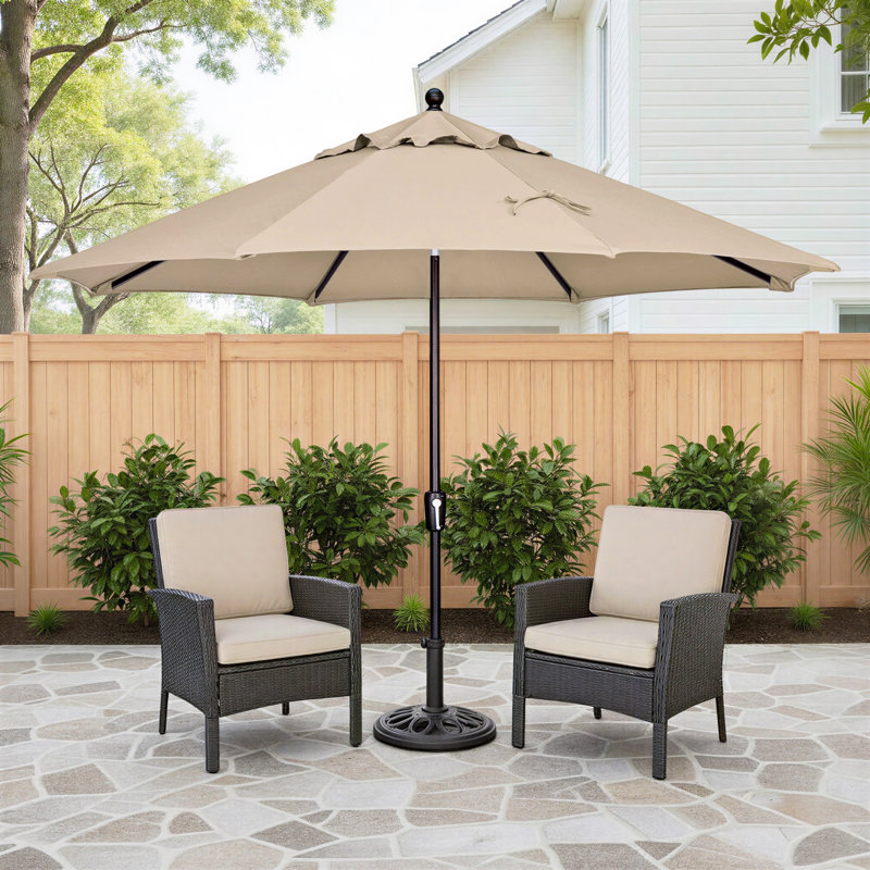 Parasol incliné à bouton-poussoir 11 'Laonceston, Beige antique, Noir
