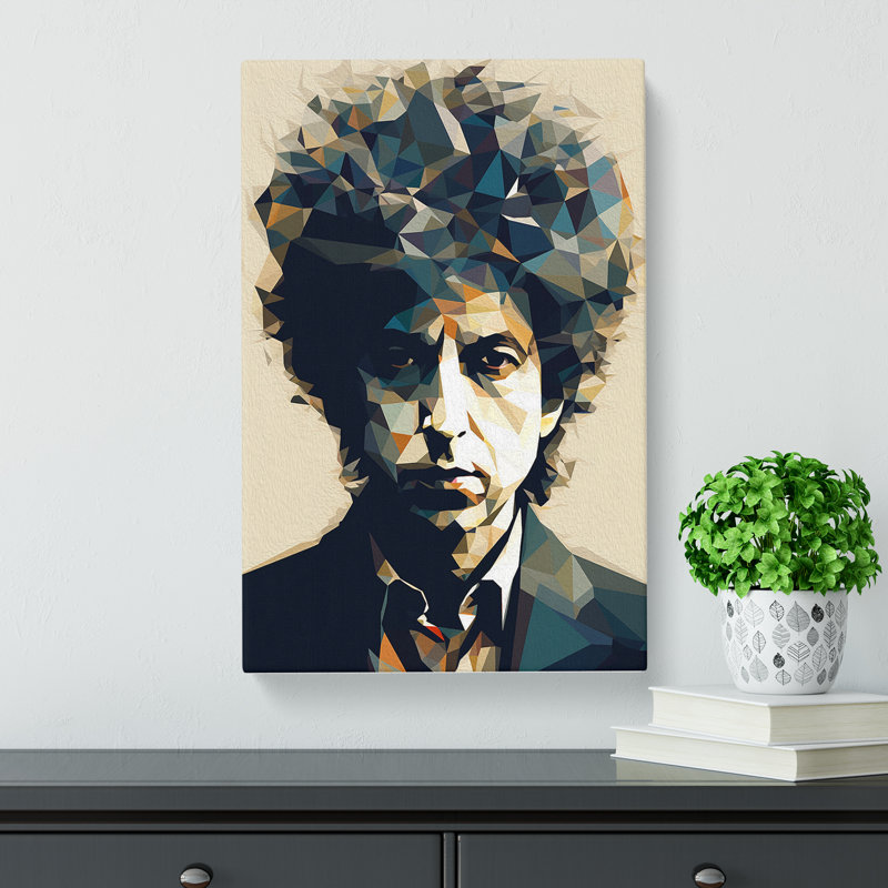 bob Dylan Geometric Art - Wrapped Canvas, 60cm H x 40cm W x 3cm D