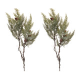 Frosted Cedar Twig Spray with Pinecones (Set of 2)