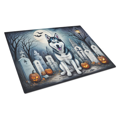 Siberian Husky Spooky Halloween Glass Cutting Board Large