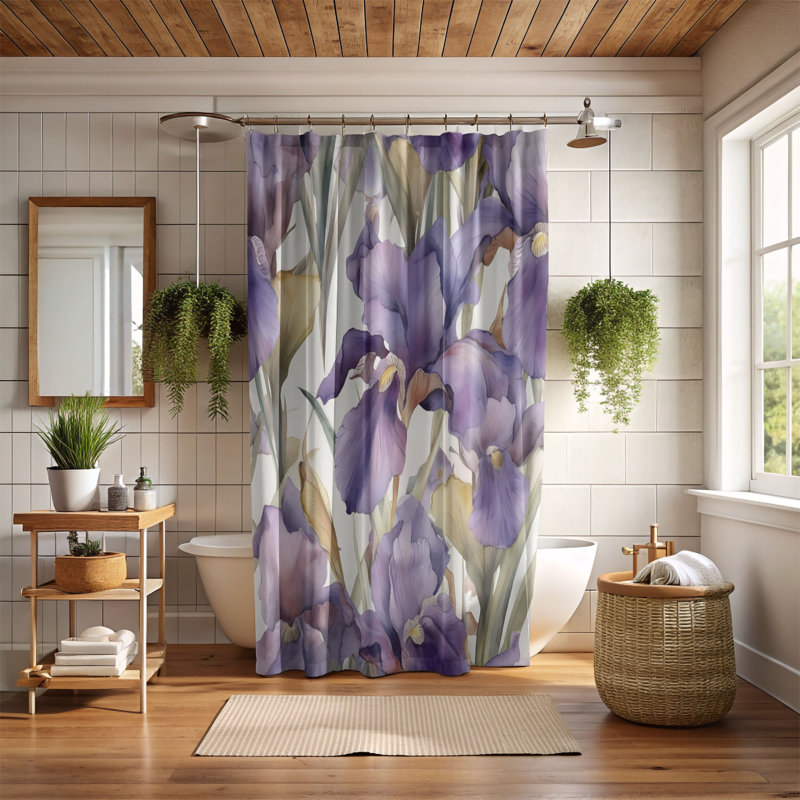 Rideau de douche 1 pièce Flower Wave, H 74 po x l 71 po