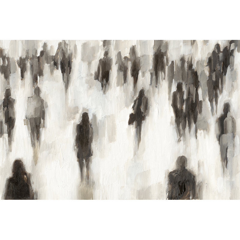 Commuters II - Painting, 30 cm H x 46 cm W, Black Floater Frame