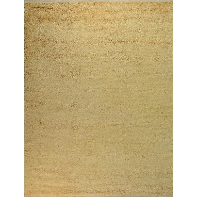 Wool Area Rug in Gold, Rectangle 2' x 3', No Pattern and Not Solid Color