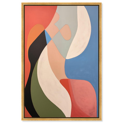 Curved Planes I Canvas Print Modern Office Decor by Art Remedy, Gold Frame, 30 x 45