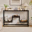 Table d'appoint, console, vestibule, étroit, canapé, salon, chambre à coucher, stratifié brun, métal noir, contemporain, moderne