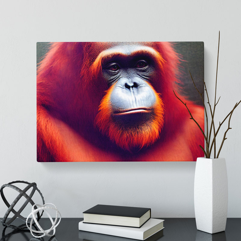 The Calming Orangutan - Wrapped Canvas, 40cm H x 60cm W x 3cm D