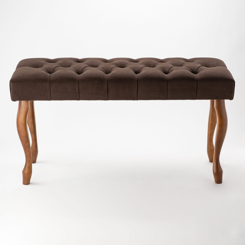 Upholstered Bench, H50 x  W45 x D30cm, Dark Brown, Brown