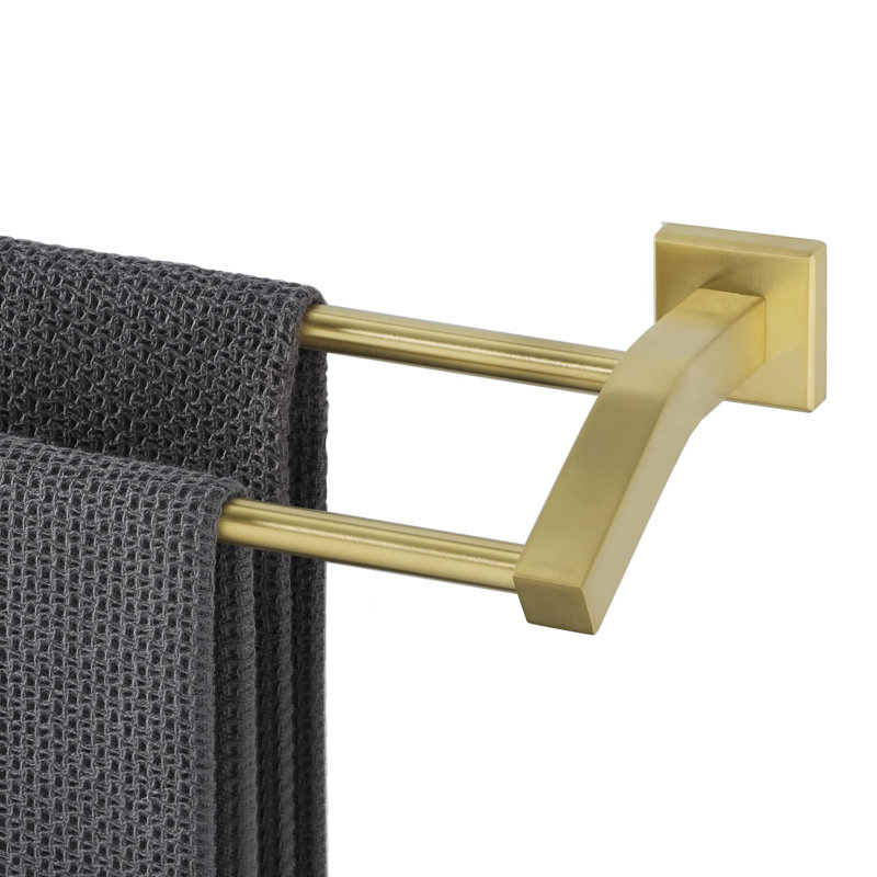 Double barre à serviettes pour salle de bain, Doré