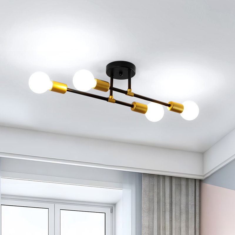 Modern 4-Light 51Cm Black Flush Mount Ceiling Light