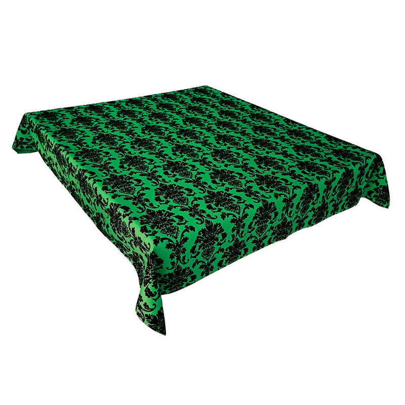 Floral Poplin Damask Tablecloths, 144" Rectangle, Valley Green
