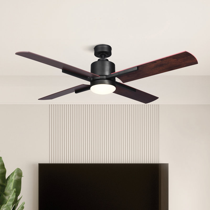 Ventilateur de plafond standard à DEL à 4 pales de 52 po avec télécommande et ensemble d'éclairage inclus Gudgen