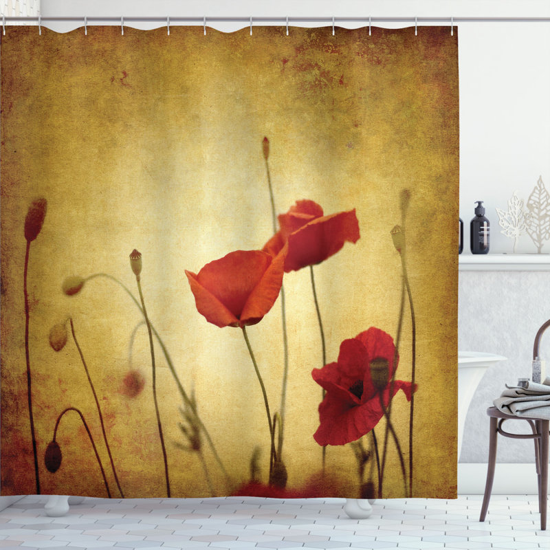 Ensemble de rideau de douche et crochets Poppy, H 84 po x l 69 po