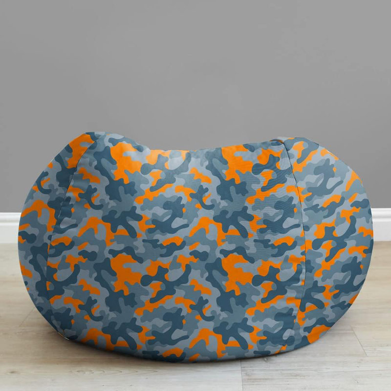 Printed Camouflage Medium Beanbag, Royal Blue/Orange