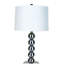Lampe de table haute 28 po en métal avec finition nickel satiné, abat-jour en lin blanc