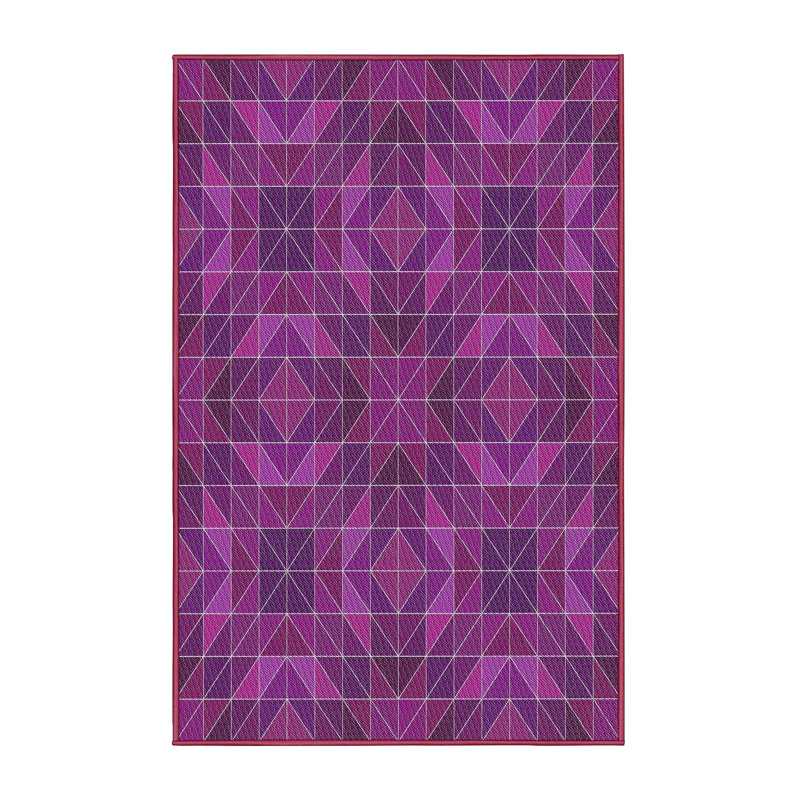 Motif géométrique rose/mauve Tapis décoratif, Rectangle 5 pi x 7 pi