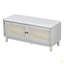 Banc d'entrée en rotin avec rangement Boho, banc à chaussures rembourré avec portes doubles, banc de rangement en bois-826920209