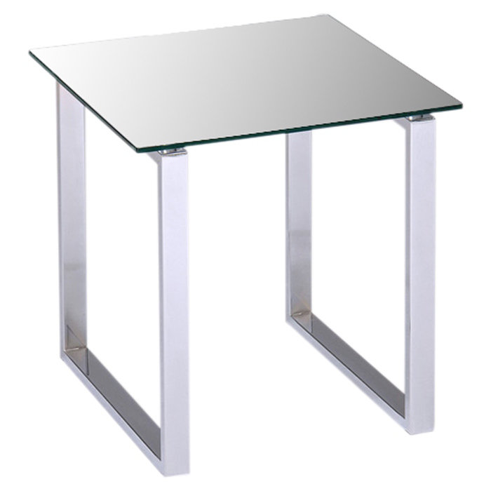 Table de bout carrée avec plateau en verre trempé et table de chevet Maffei