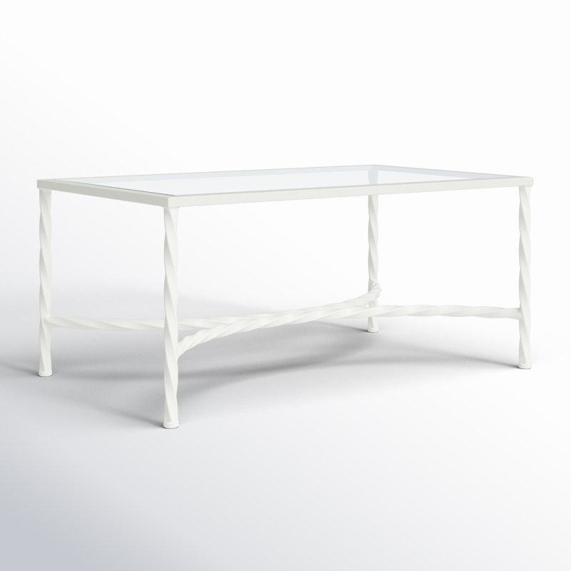 Keely Glass Top Coffee Table, White