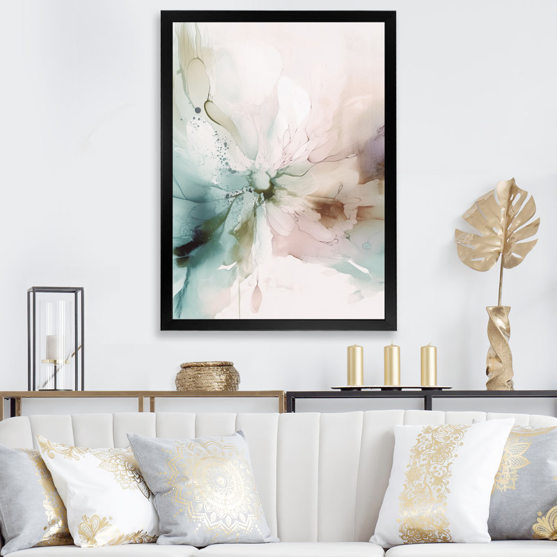 «Green and Cream Abstracted Realities I», reproduction d'art sur toile abstraite, Cadre photo noir, L 12 po x H 20 po