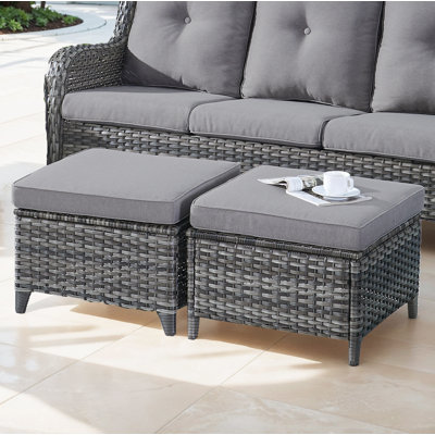 Schutt Wicker Outdoor Ottoman with Cushions