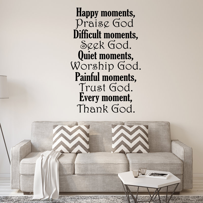Adhésif décoratif «Happy Moments Praise God Christian Quotes», H 22 po x l 14 po