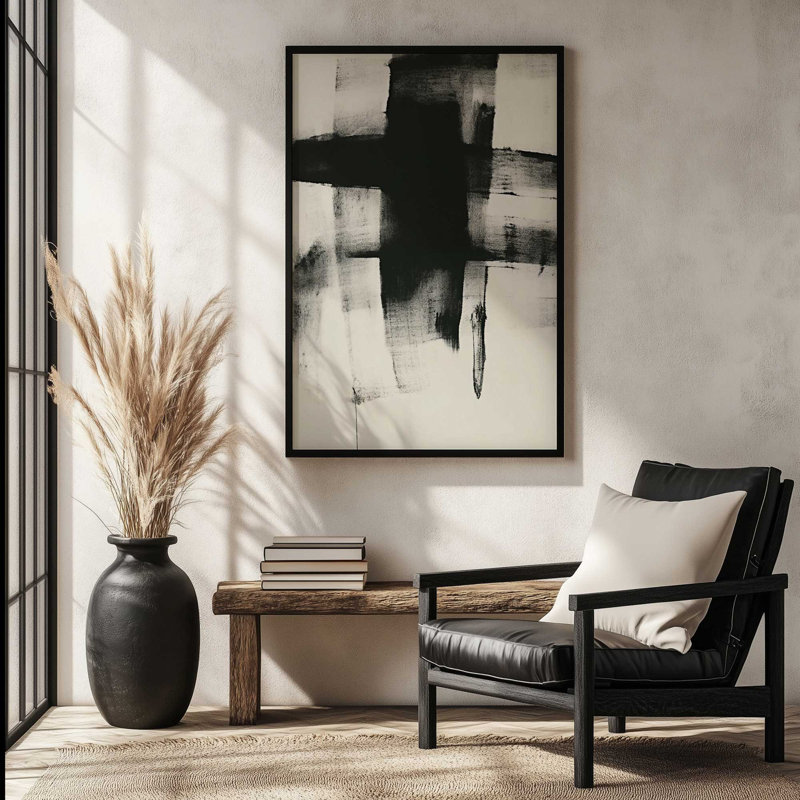 Charcoal Whisper I Print, 21" H x 17" W, Satin Black Framed