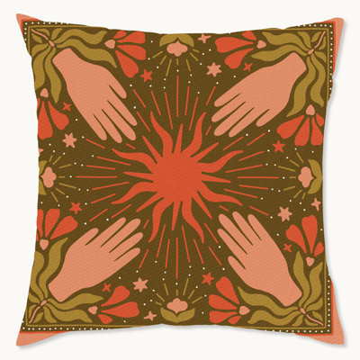 Coussin décoratif d'intérieur Wynwood Studio Retro Sun Scarf, 18 po x 18 po, vert