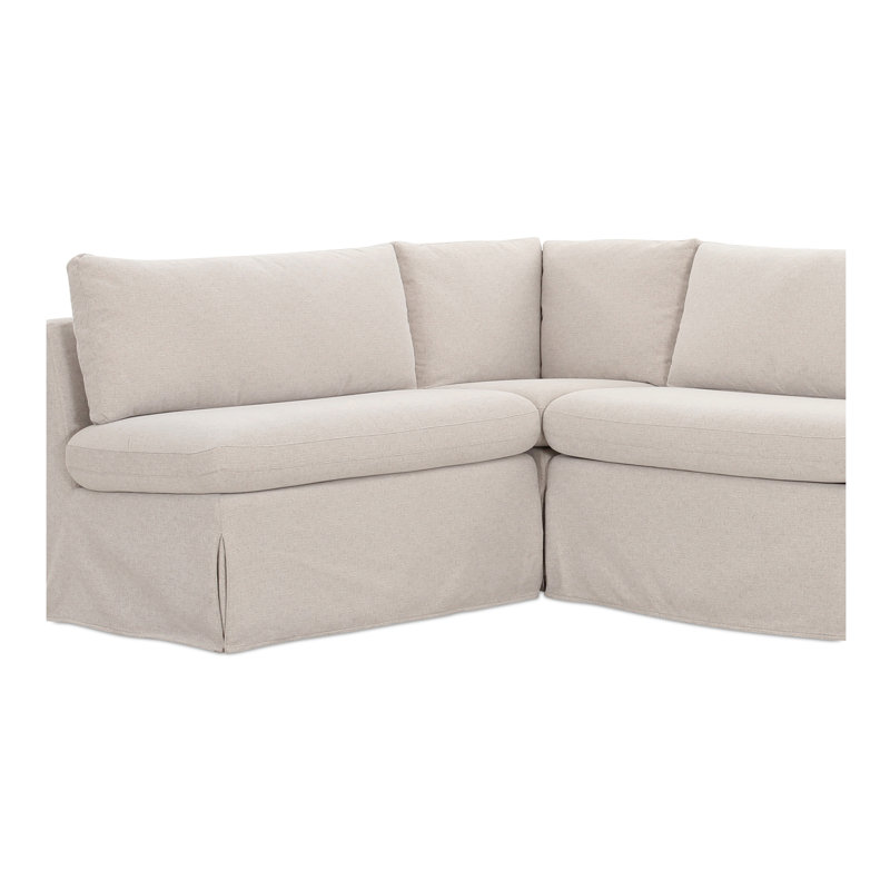 Fable Slipcover Dining Banquette U-Shape Beige 121In, L-Shape, 31.75" H x 125.5" W x 67.5" D